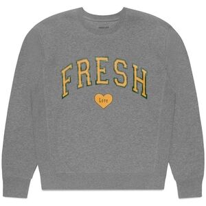 Fresh Love Gray Crewneck Sweater with Yellow and Green Accents